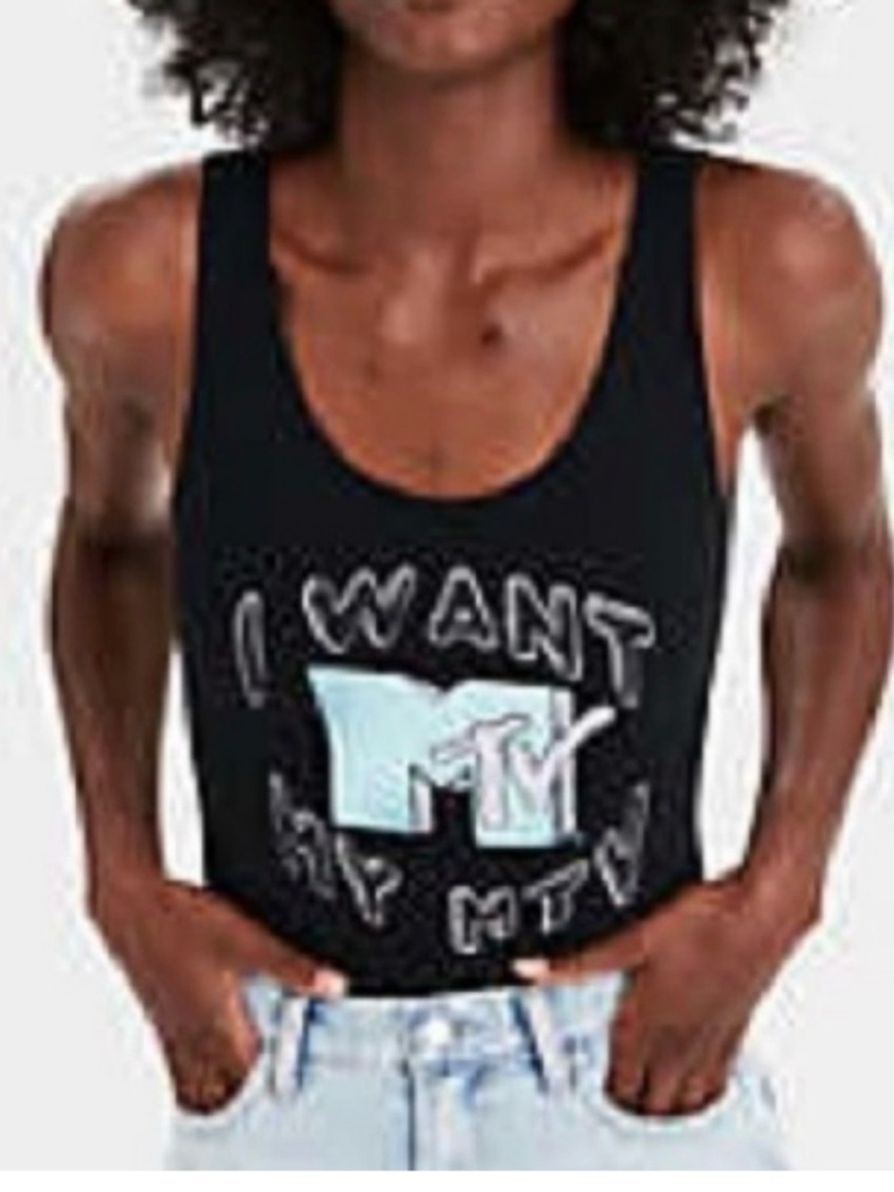 American Eagle Outfitters X MTV Black Graphic Bodysuit